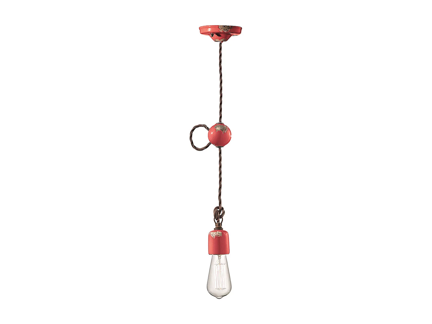 Sospensione Vintage Ceramica Rossa 1 Luce E27
