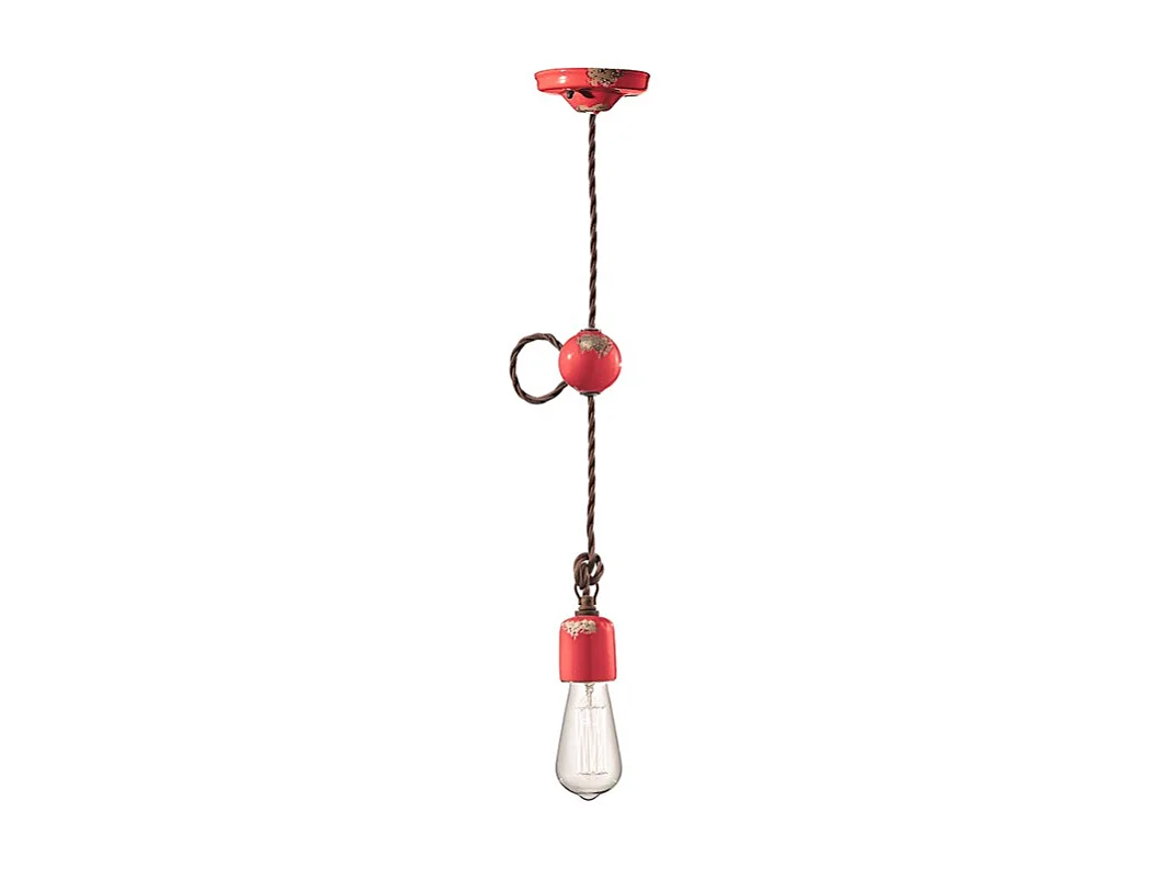 Sospensione Vintage Ceramica Rossa 1 Luce E27