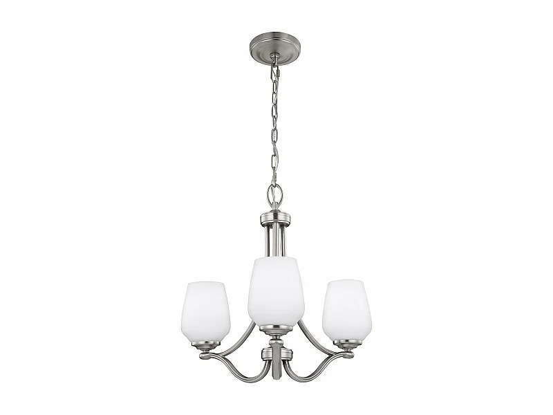 Lampadario Contemporaneo Vintner In Acciaio Nichel Satinato Vetro 3 Luci E27