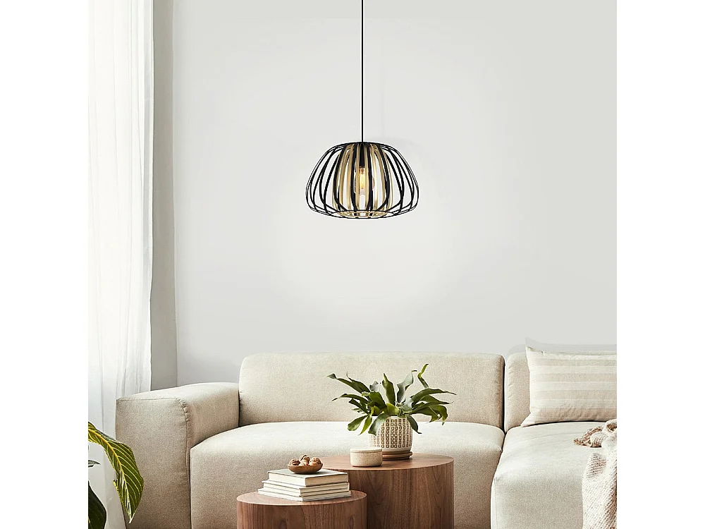 Lampadario Contemporaneo Encinitos 1 Luce Acciaio Nero E Oro