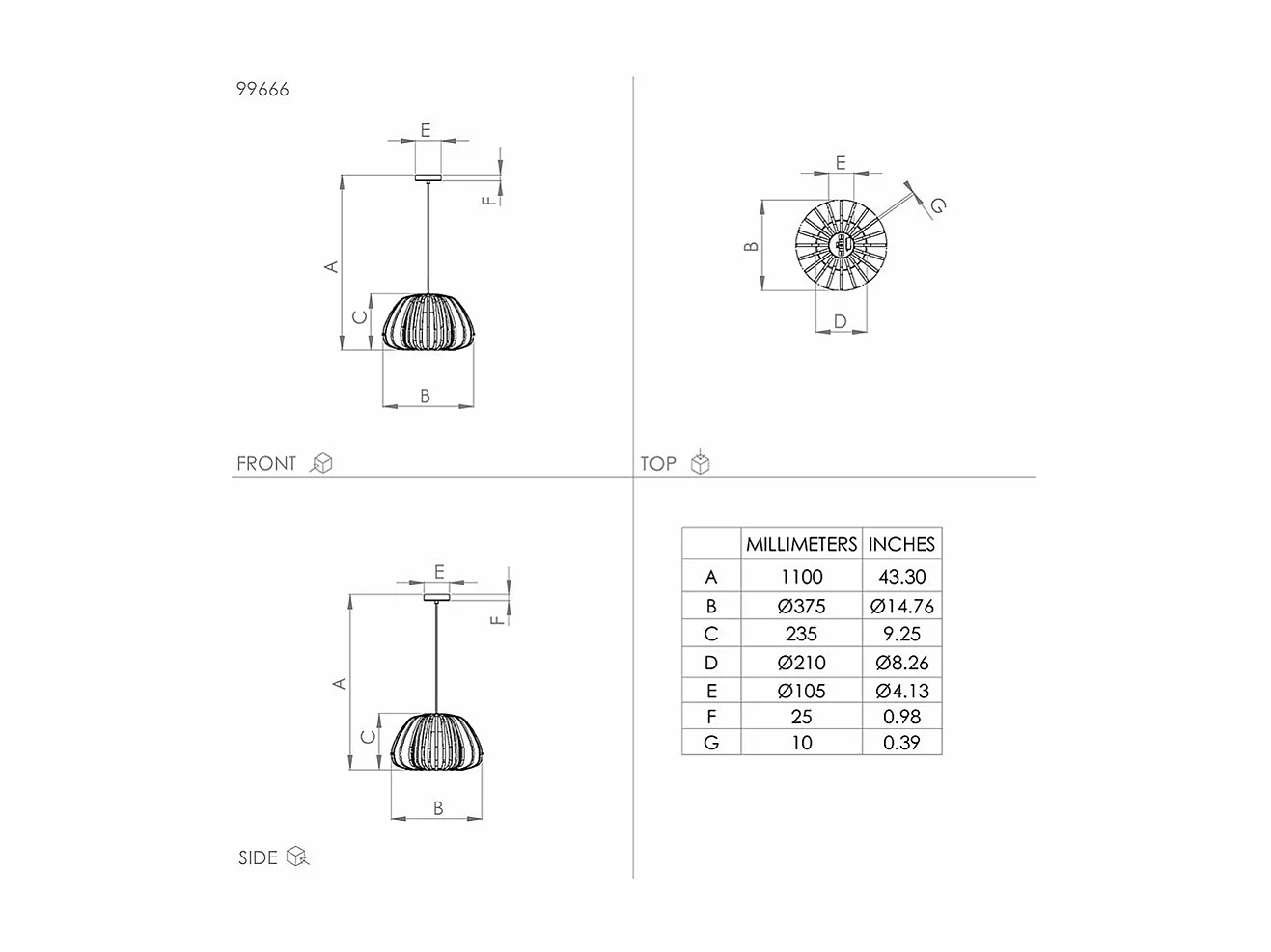 Lampadario Contemporaneo Encinitos 1 Luce Acciaio Nero E Oro
