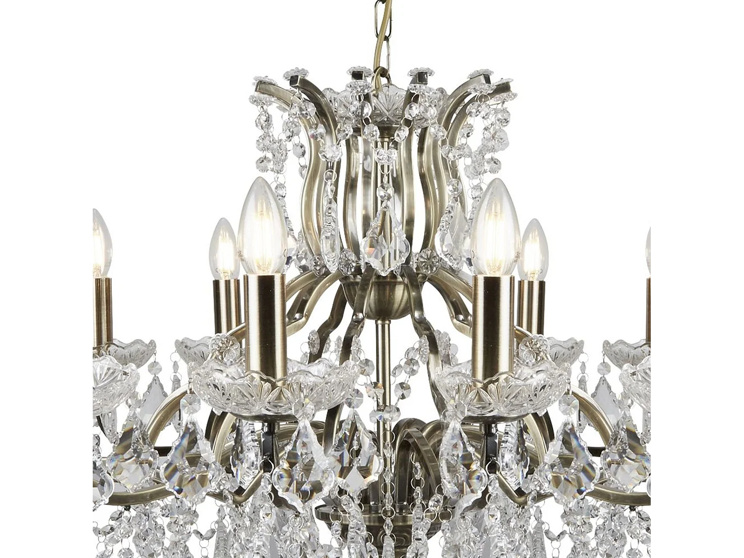 Searchlight Paris - Lampadario a 12 luci con finitura in ottone anticato, attacco E14