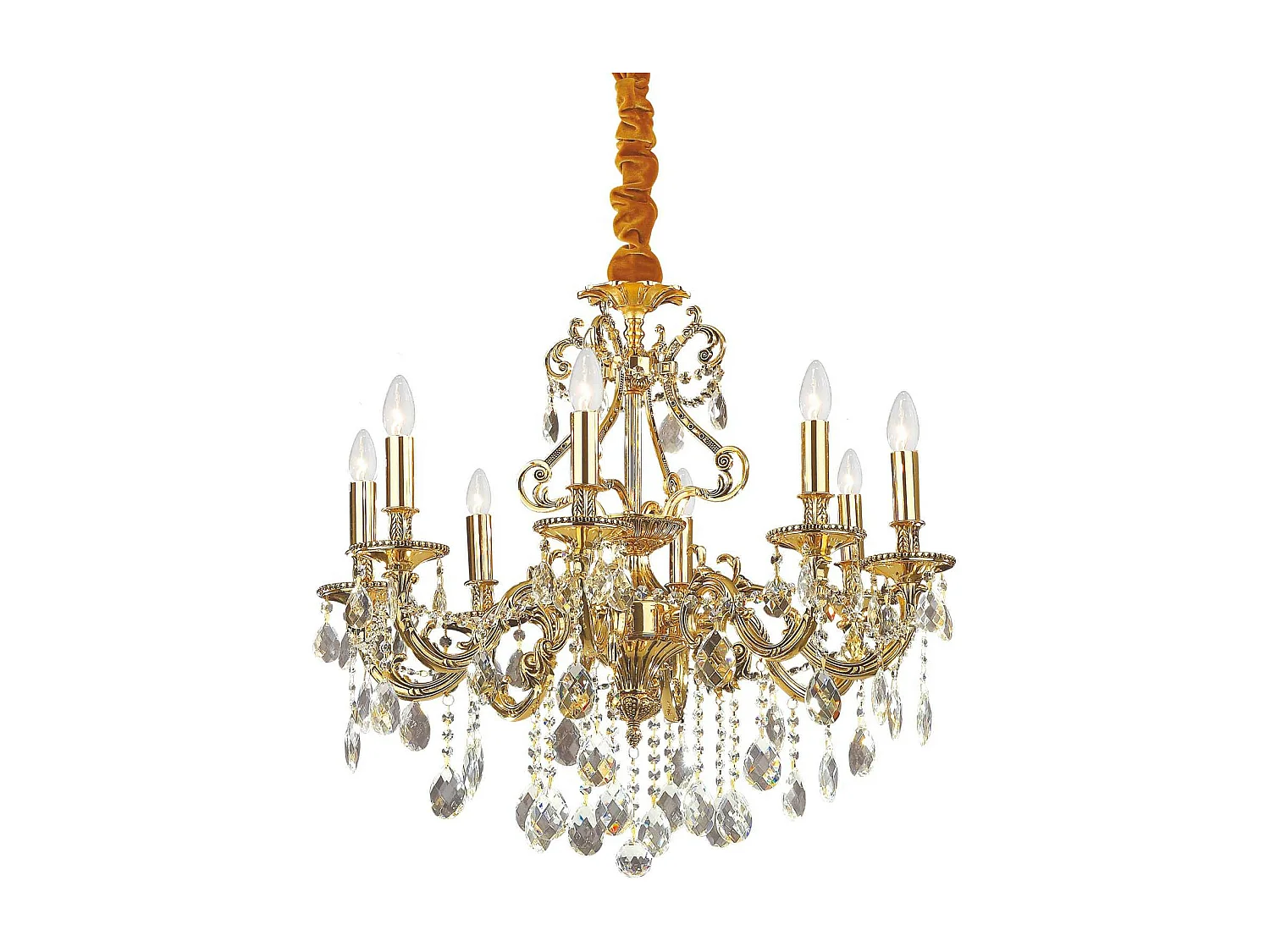 Ideal Lux Gioconda - Lámpara de araña de cristal de 8 luces, acabado en oro antiguo, E14