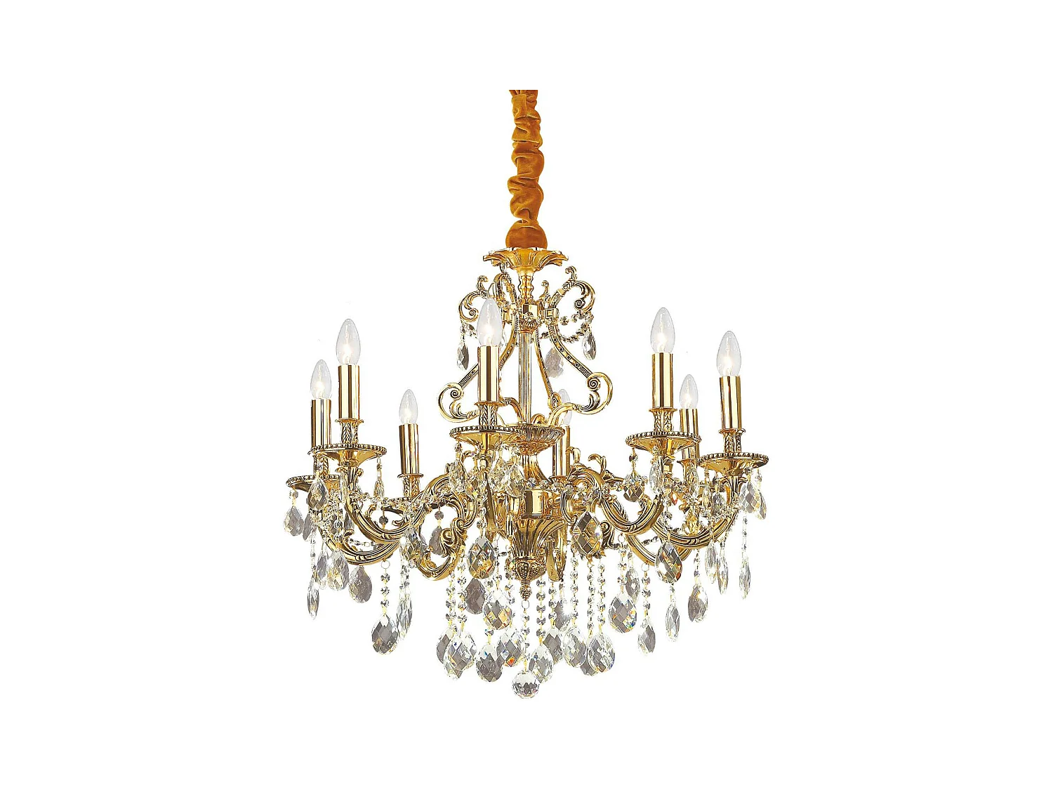 Ideal Lux Gioconda Lustre en cristal à 8 ampoules au fini or antique, E14