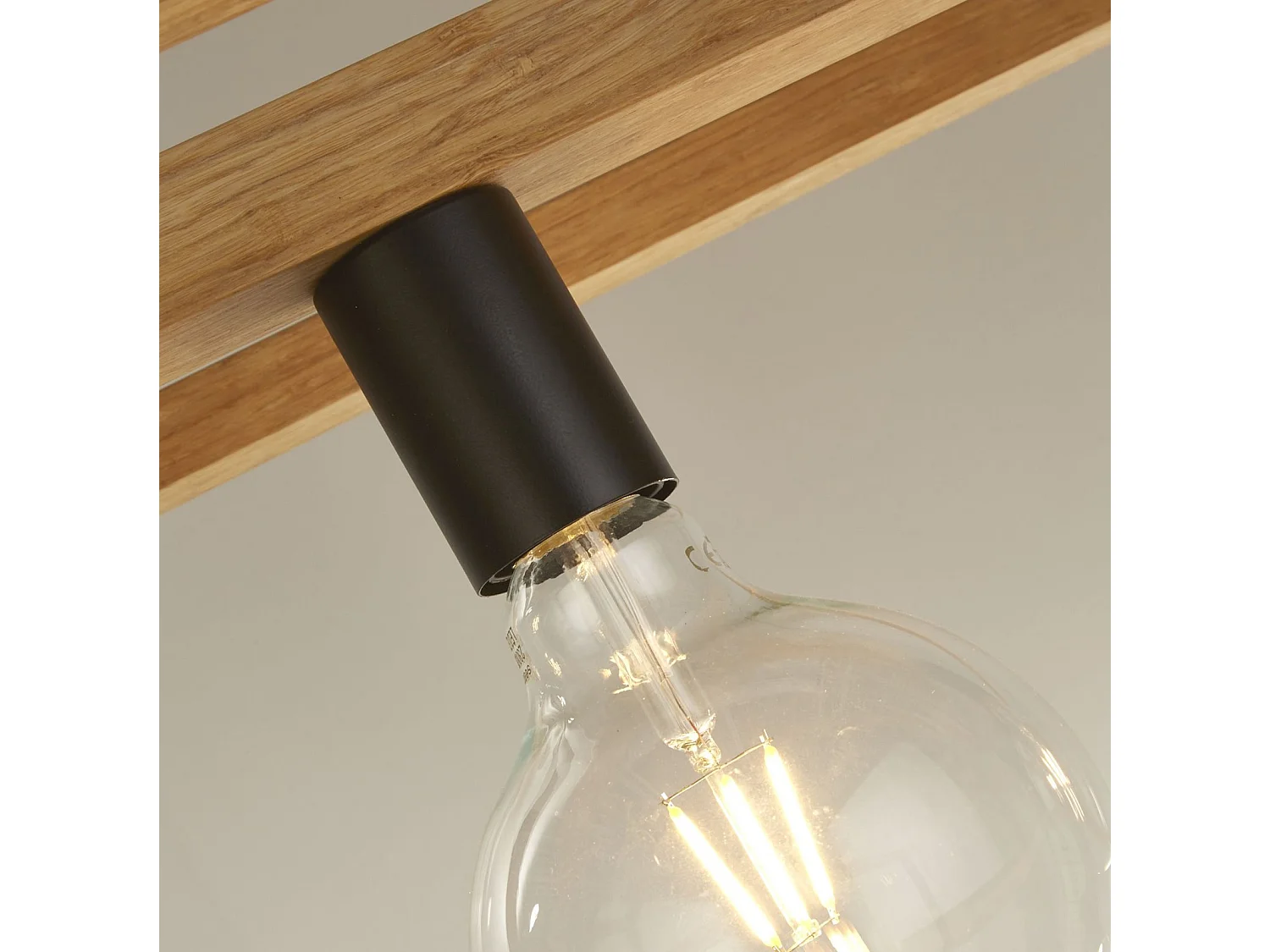 Searchlicht Square 4-Licht-Anhänger aus geflochtenem Bambusholz