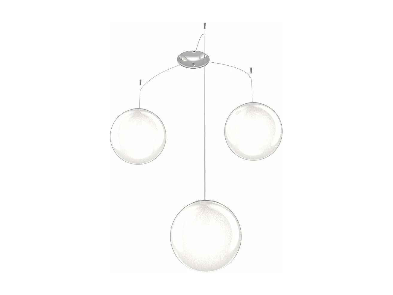 Sospensione Contemp Glitter Metallo Cromo Vetro Soffiato Trasp 3 Luci E27 25Cm