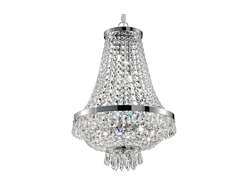 Gran lámpara de araña decorativa cromada, G9