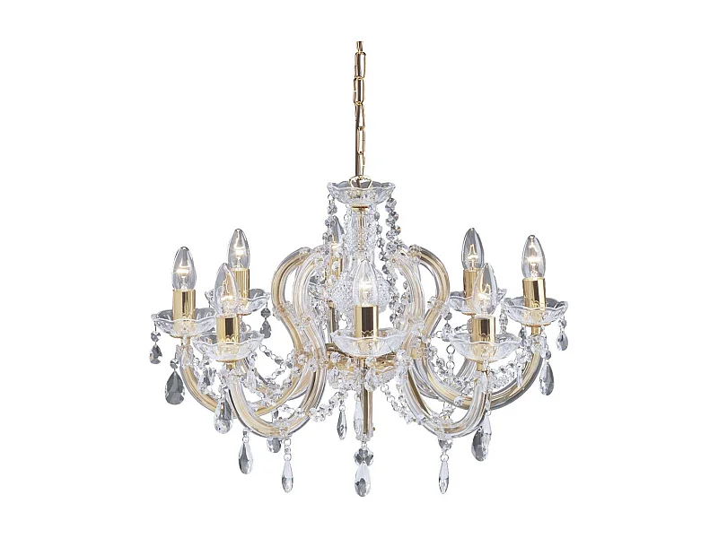 Searchlicht Marie Therese - 8 licht Crystal Kronleuchter aus poliertem Messing, E14