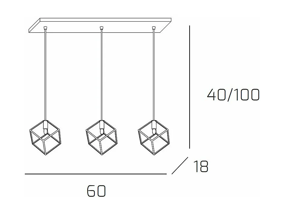 Frame Sospensione Rettangolare 3 Luci