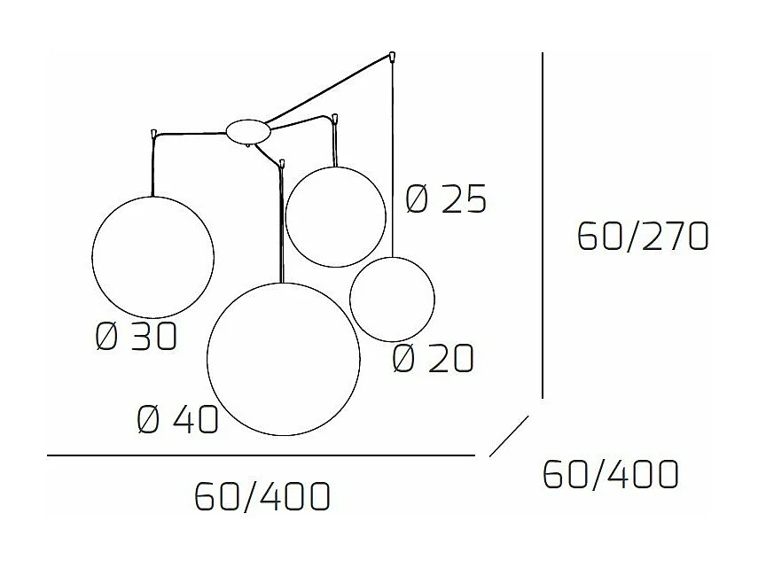 Sospensione Contemp Glitter Metallo Cromo Vetro Soffiato Trasp 4 Luci E27 Mix