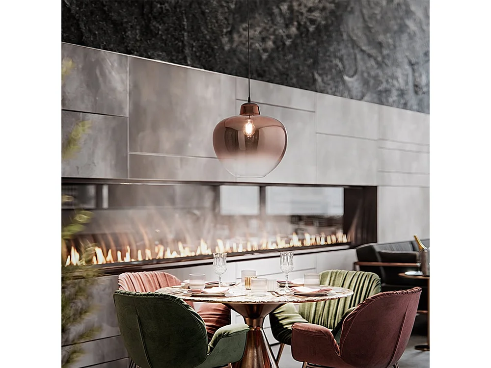 Sospensione Contemporanea Bowl Metallo Nero Vetro Rame 1 Luce E27