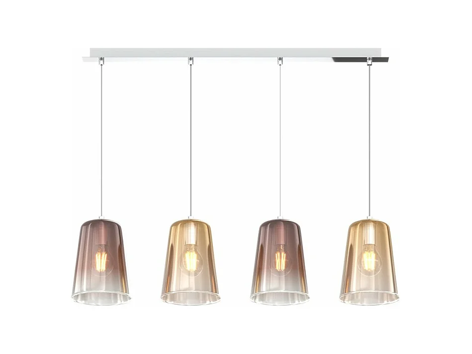 Sospensione Cromo Rettangolare 4 Luci (2 Am + 2 Ra)