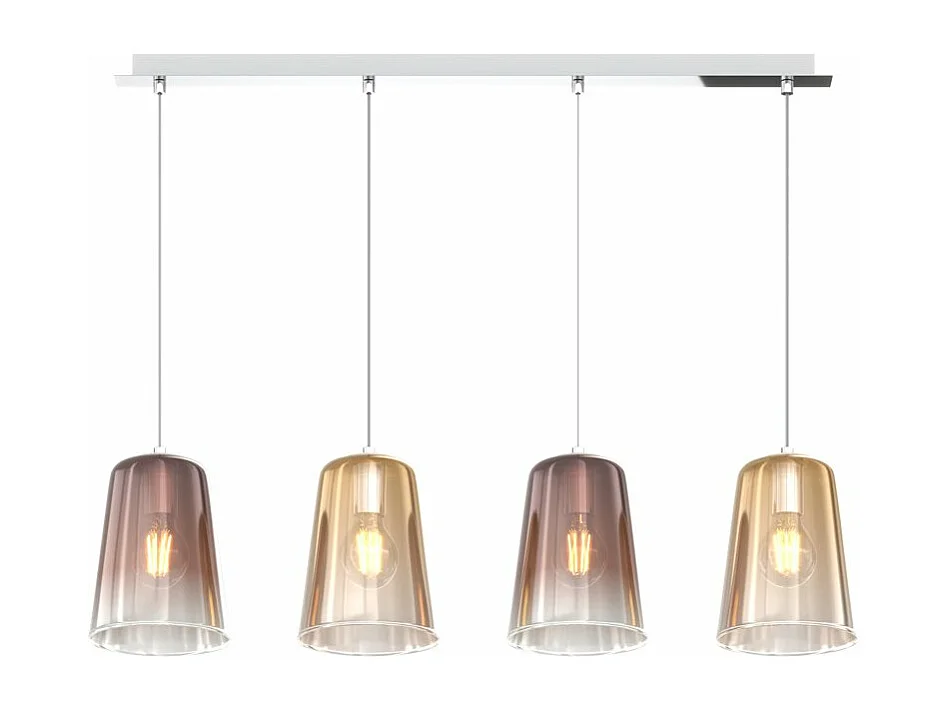 Sospensione Cromo Rettangolare 4 Luci (2 Am + 2 Ra)