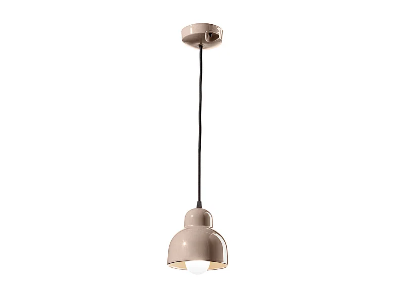 Lampadario Vintage Decò Berimbau Ceramica Grigio Sabbia 1 Luce E27