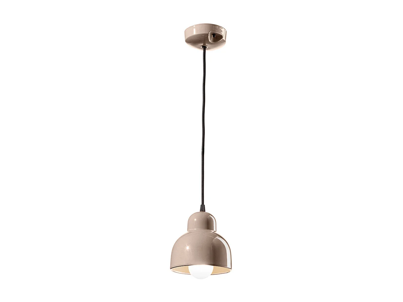 Lampadario Vintage Decò Berimbau Ceramica Grigio Sabbia 1 Luce E27