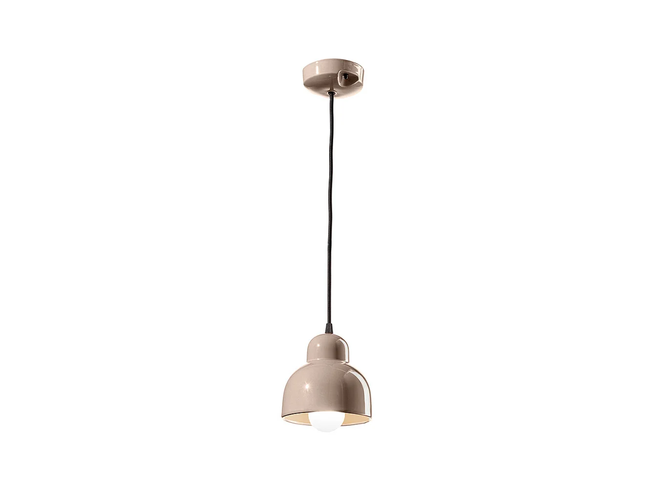 Lampadario Vintage Decò Berimbau Ceramica Grigio Sabbia 1 Luce E27