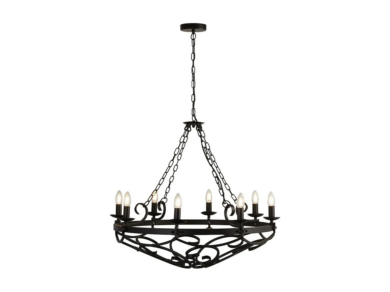 Searchlight CARTWHEEL Suspension de plafond à chaîne de bougie cylindrique à 8 ampoules noir