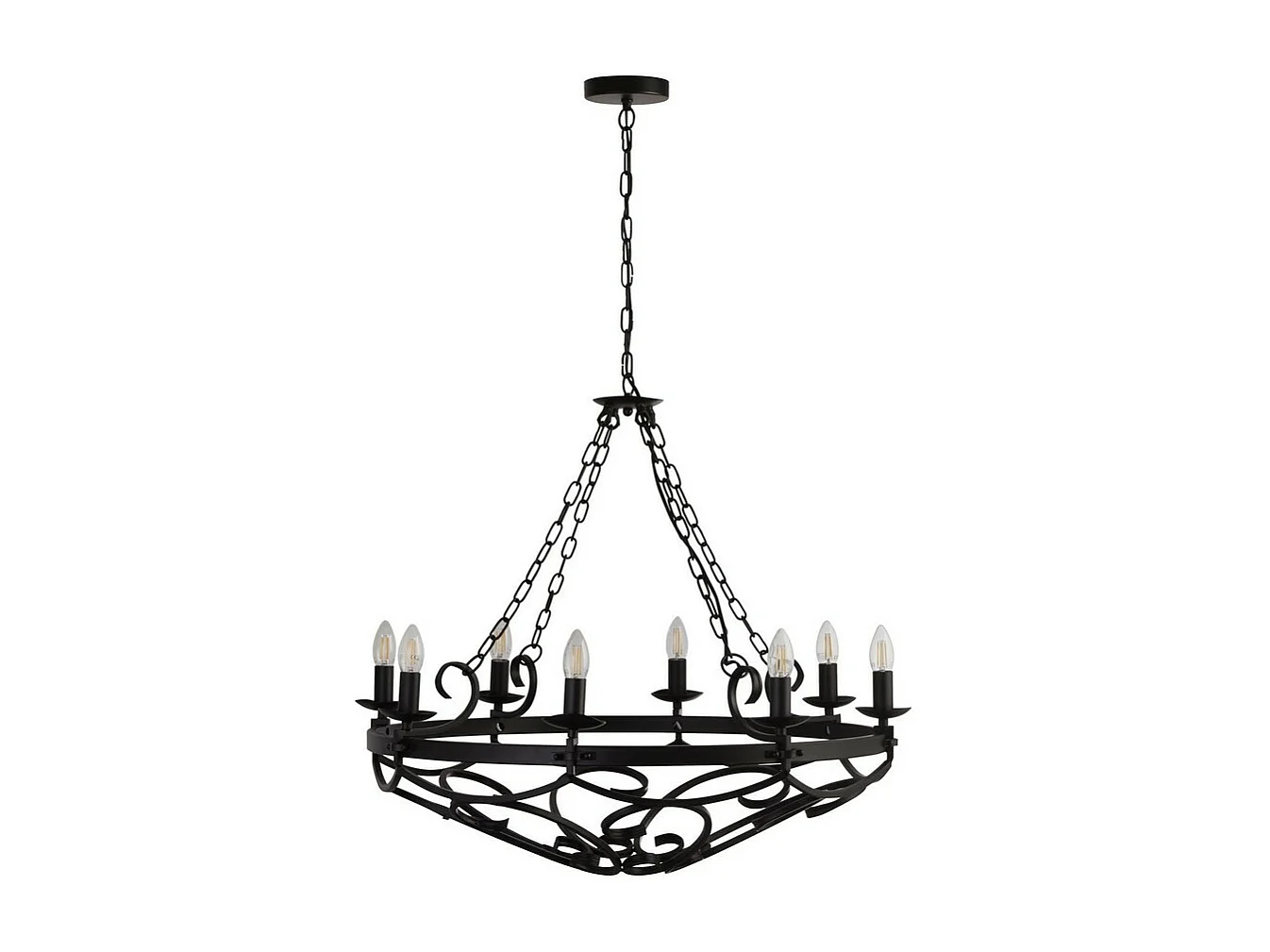 Searchlight CARTWHEEL Suspension de plafond à chaîne de bougie cylindrique à 8 ampoules noir
