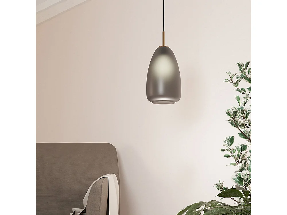 Lampadario Contemporaneo Alobrase 1 Luce Acciaio Nero E Ottone