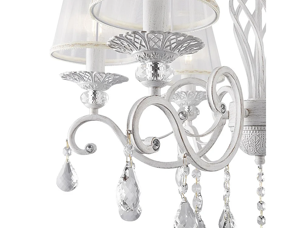 Grace Araña Blanca con Oro y Cristal, con Pantallas, 6 Luces, E14