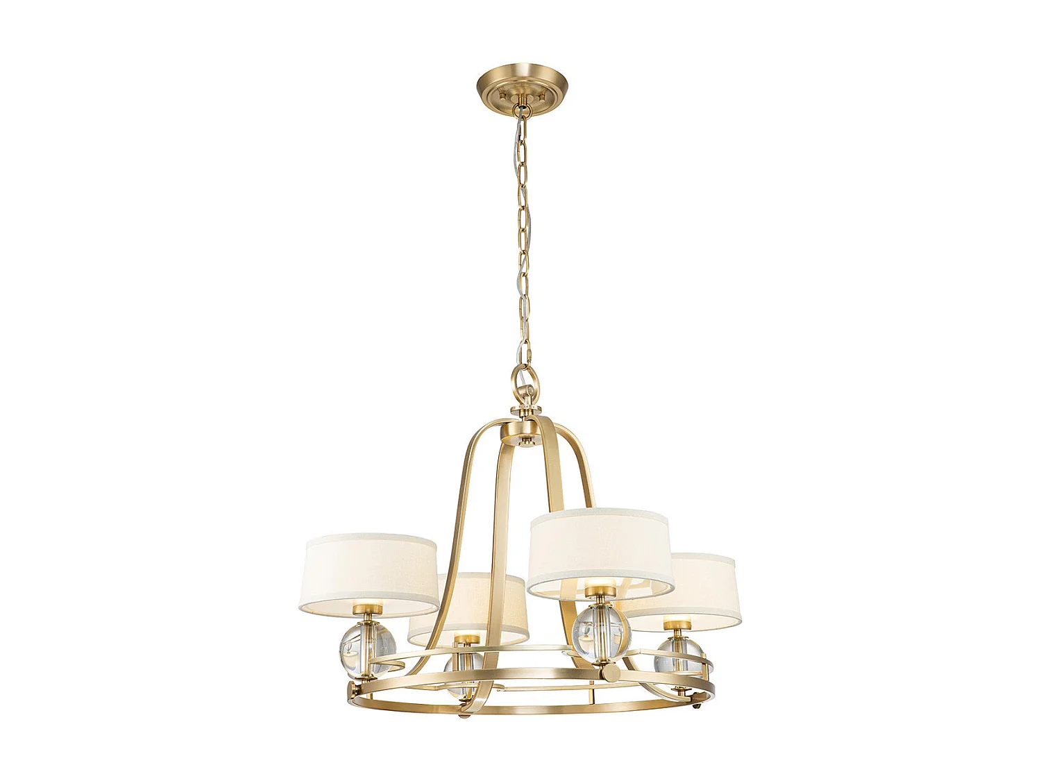 Elstead Quoizel Gotham Lampadario a bracci multipli con paralumi in ottone spazzolato