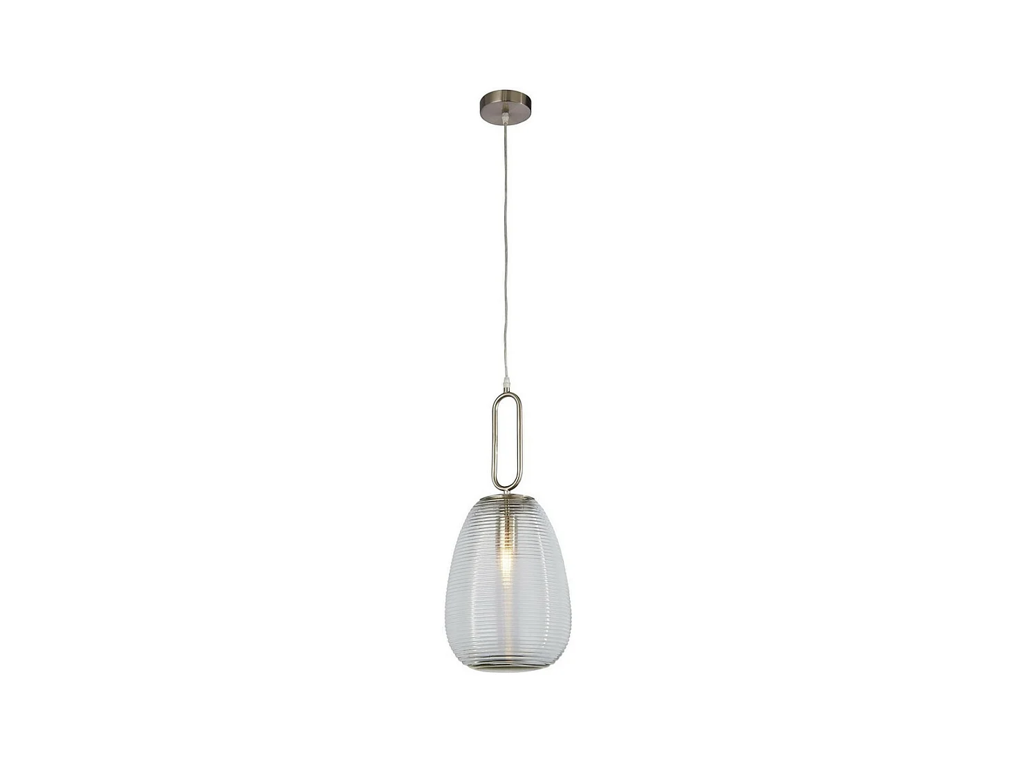 Searchlicht Elixir 1 licht Ribbed Glass Anhänger, Klarglas, Satin Nickel