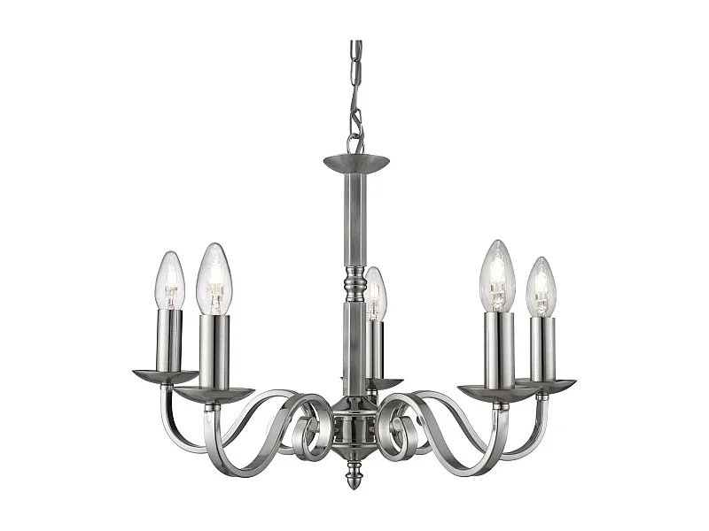 Lampadario Contemporaneo Richmond Acciaio Argento 5 Luci E14