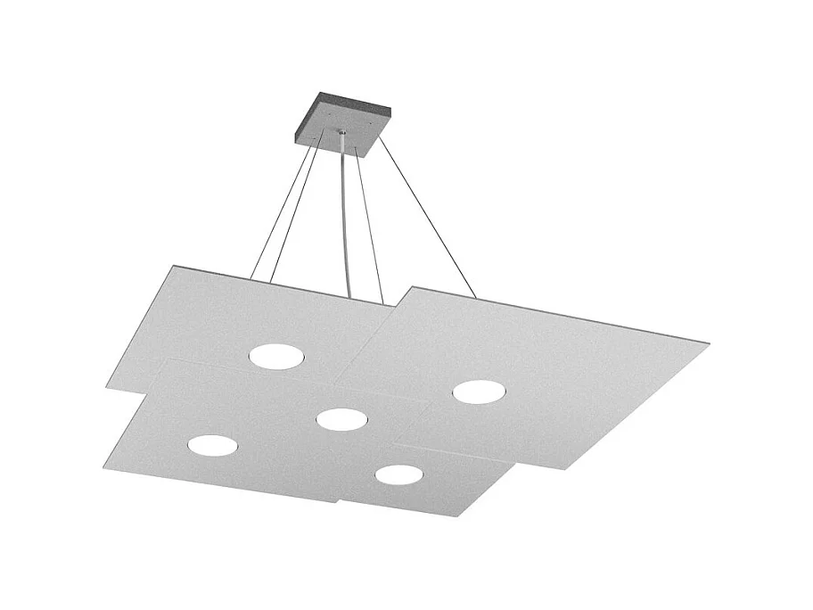 Sospensione Moderna Plate Metallo Grigio 5 Luci Gx53