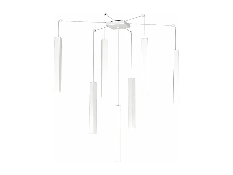 Square Tube Sospensione 7 Luci Bianco Cavo Cm.250 Con Base