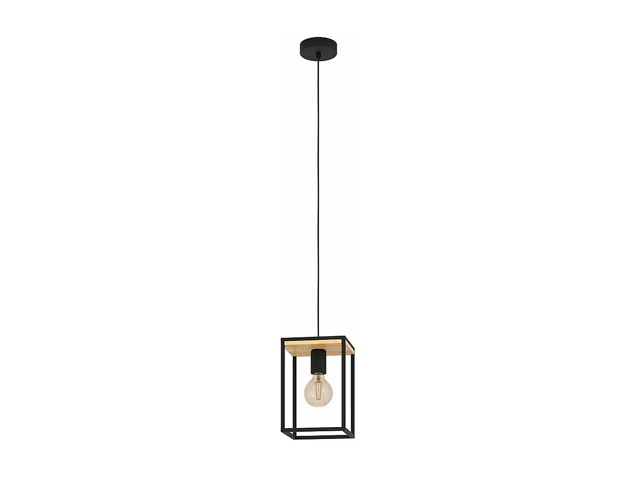 Lampadario Industrial Libertad 1 Luce Metallo Nero E Marrone
