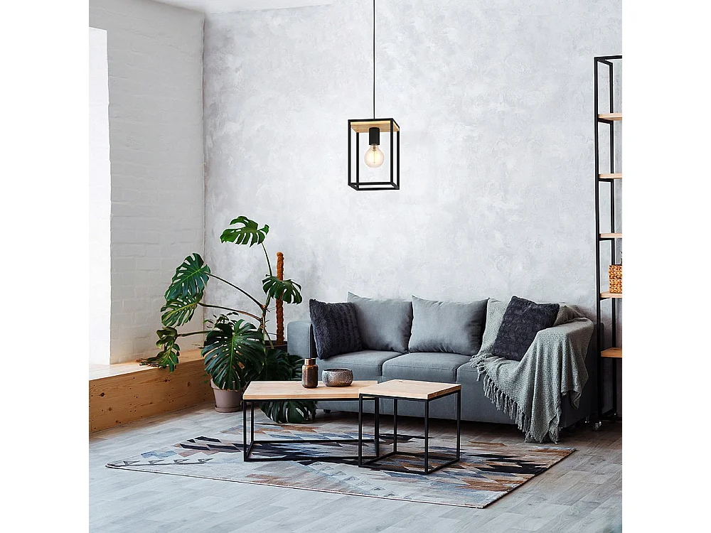 Lampadario Industrial Libertad 1 Luce Metallo Nero E Marrone