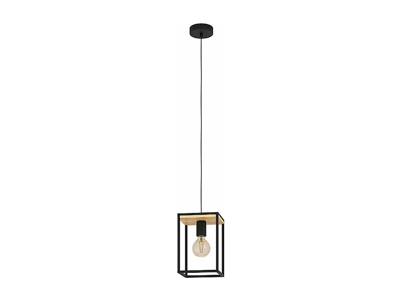 Lampadario Industrial Libertad 1 Luce Metallo Nero E Marrone