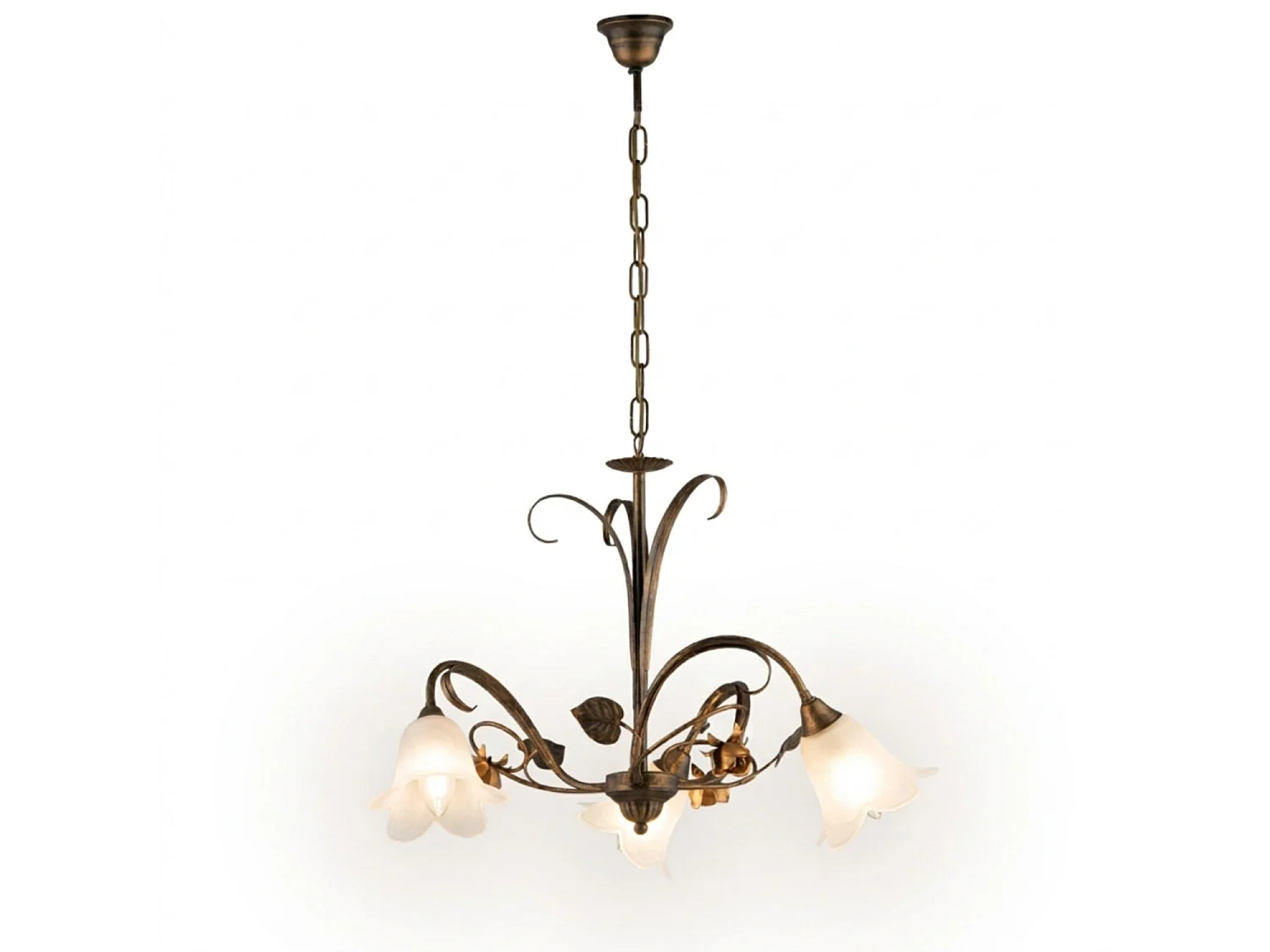 Lampadario Arte Povera Cestino 3 Luci Marrone e Bianco LuceArt Classic