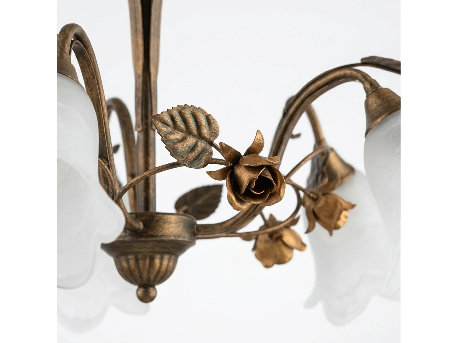 Lampadario Arte Povera Cestino 3 Luci Marrone e Bianco LuceArt Classic