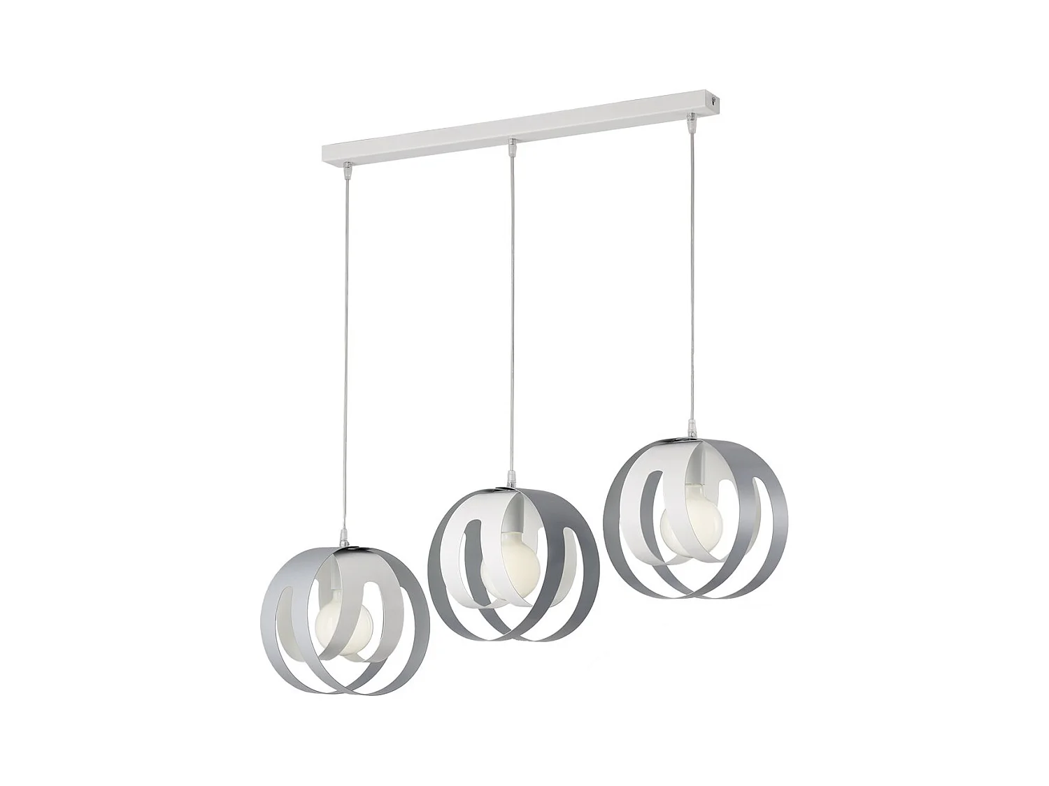 Tobias Pendelleuchte Weiß/Grau, rechteckige Rosette, 3x E27, L86x26 cm – BL302-BIN3-BG