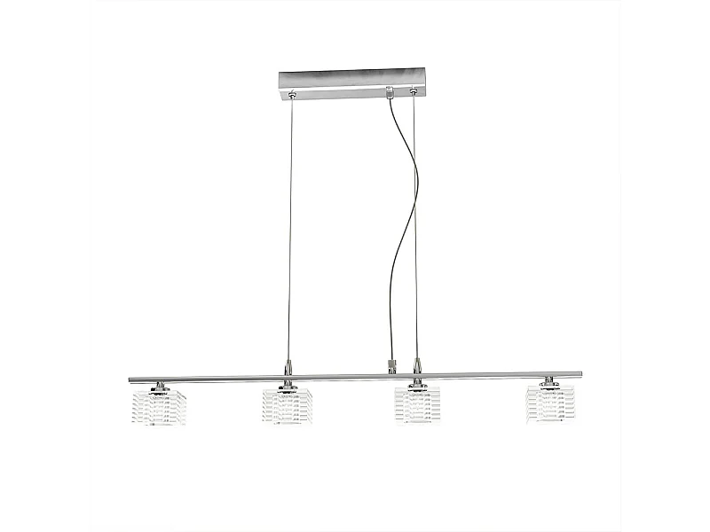 Sospensione Contemporanea Metropolitan Metallo Cromo Vetro Trasparente 4 Luci G9