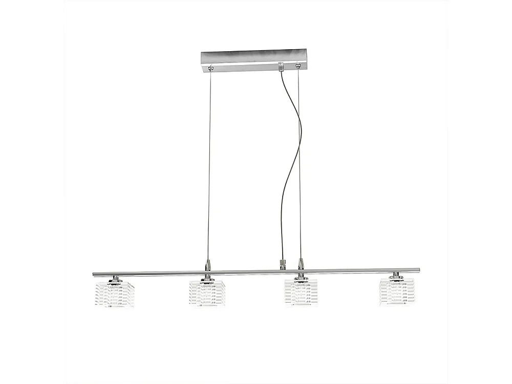 Sospensione Contemporanea Metropolitan Metallo Cromo Vetro Trasparente 4 Luci G9