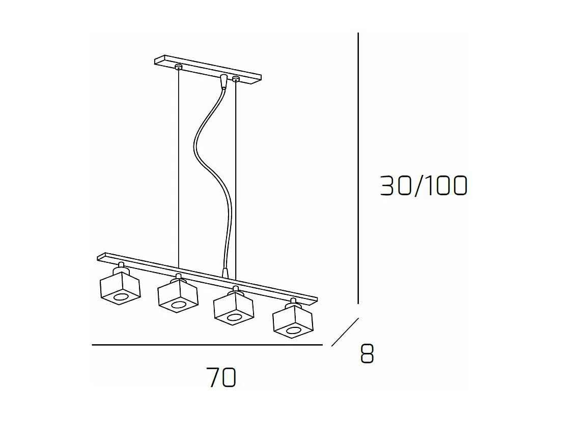 Sospensione Contemporanea Metropolitan Metallo Cromo Vetro Trasparente 4 Luci G9