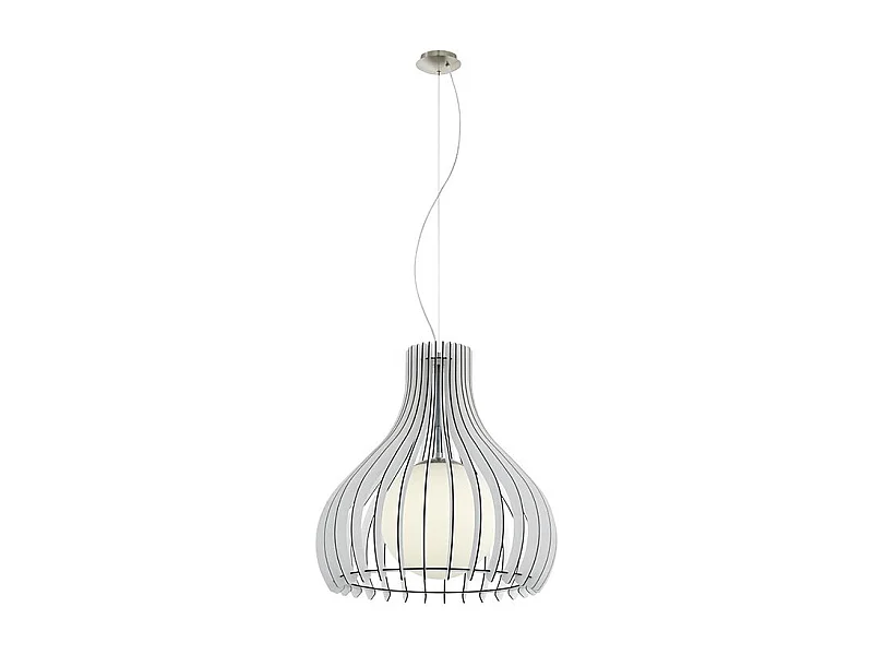Lampadario Industrial Tindori 1 Luce Acciaio Grigio Opaco Diffusore Bianco