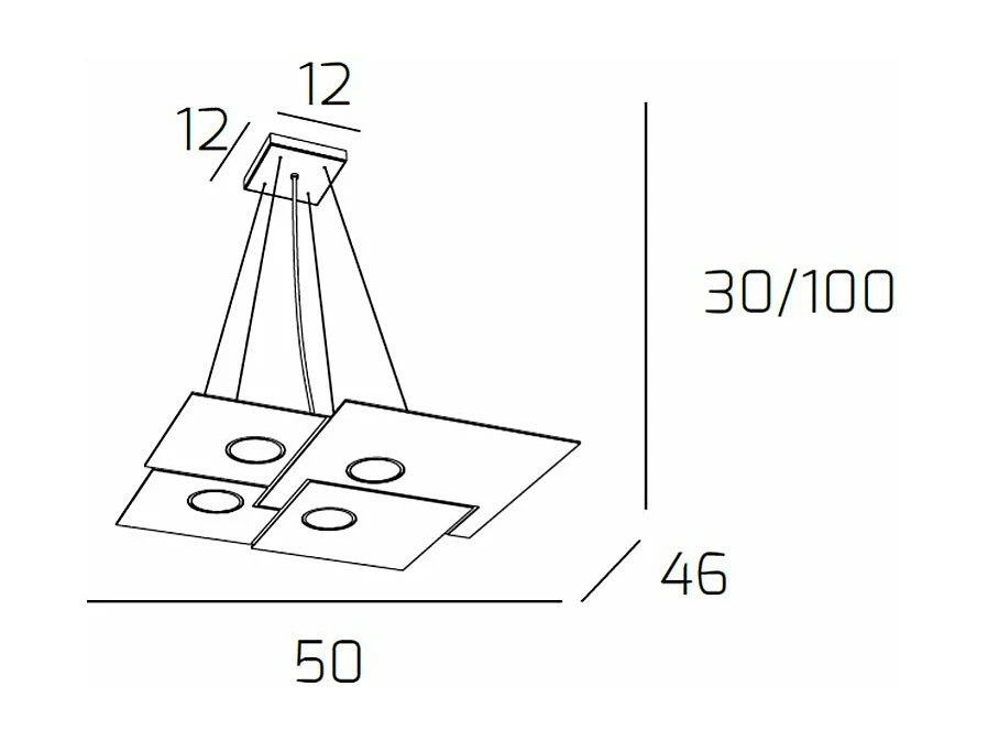 Plate Sospensione 4 Luci Quadra Sabbia