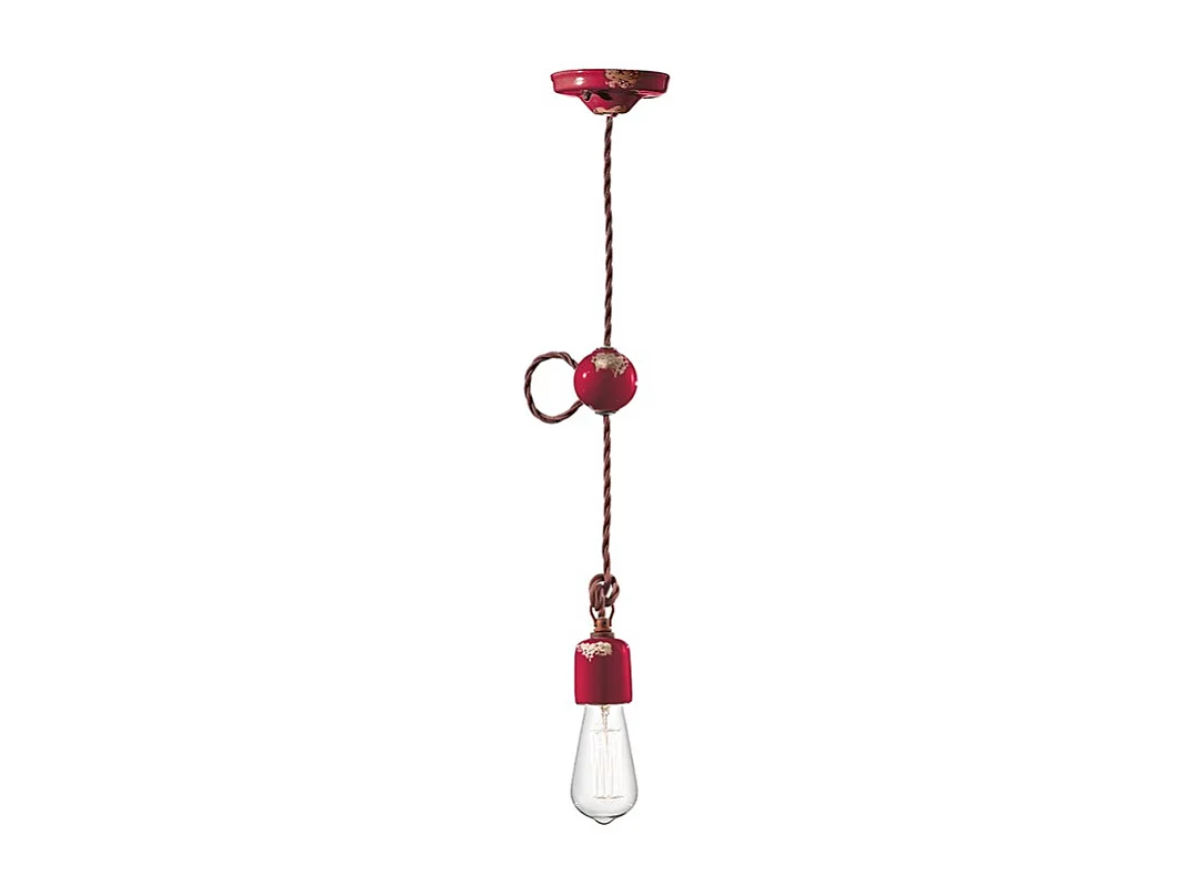 Sospensione Vintage Ceramica Bordeaux 1 Luce E27