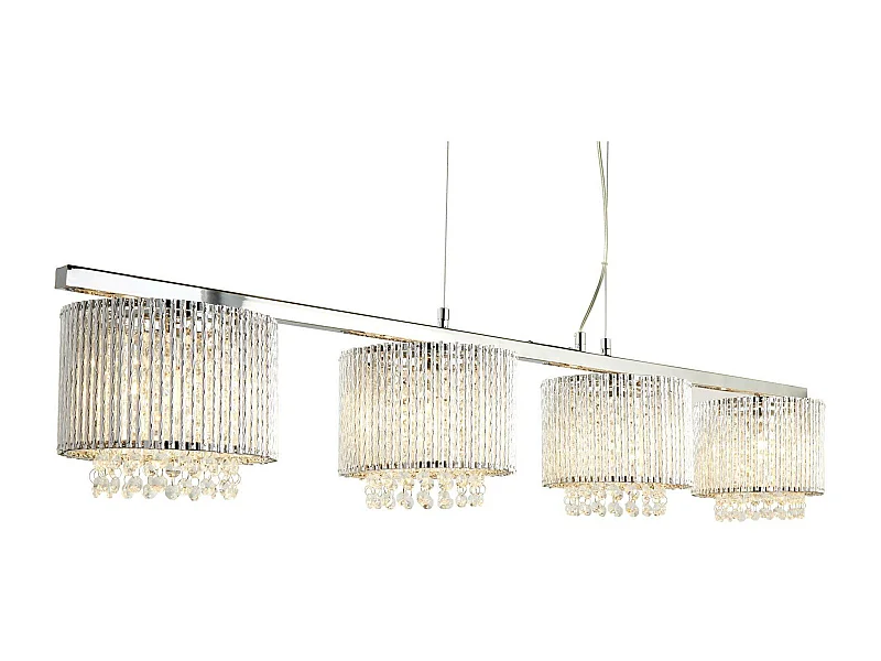 Searchlight Elise - Barra a sospensione a 4 luci cromata, trasparente con cristalli, G9