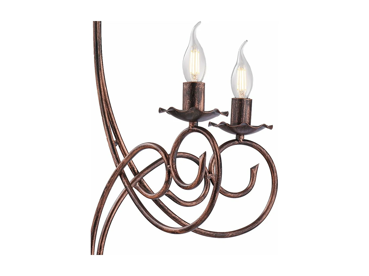 Alma Lustre en fer laqué noir décor cuivre antique 5 lumières 120 d.57 BL130-5-NR