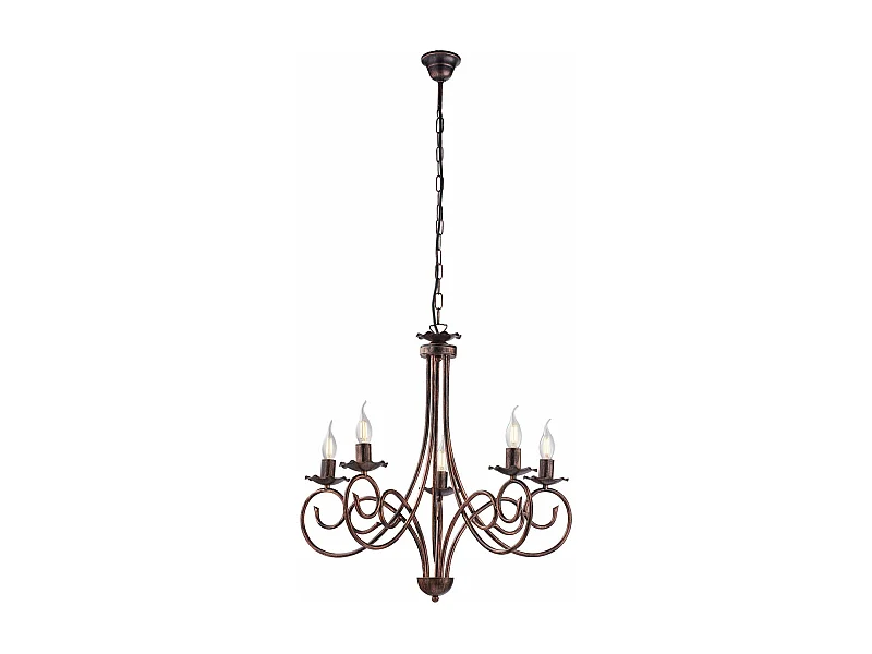 Alma Lustre en fer laqué noir décor cuivre antique 5 lumières 120 d.57 BL130-5-NR