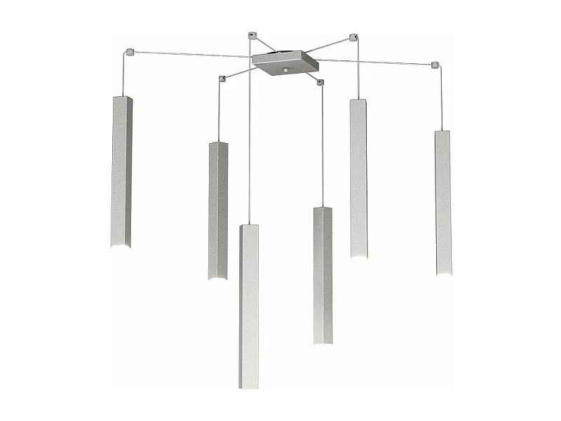 Square Tube Sospensione 6 Luci Grigio Cavo Cm.250 Con Base