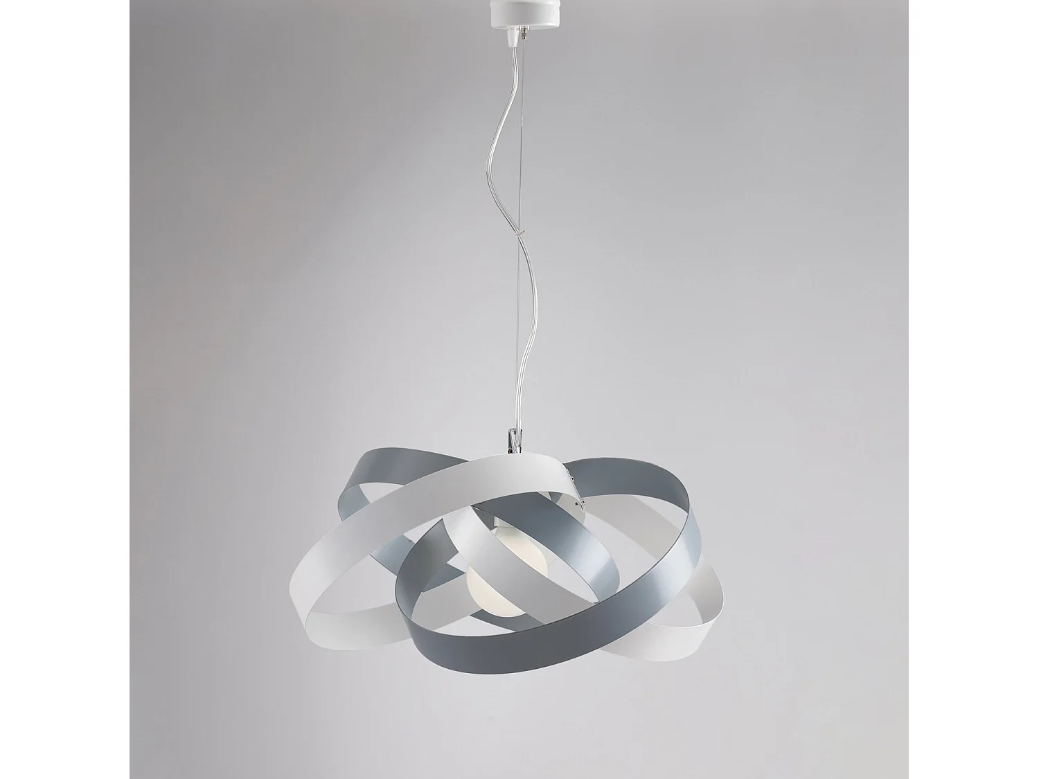 Vertigo Suspension en fer laqué blanc et gris avec câble en acier orientable 1 lumière 125 d.54 BL156-1-BG