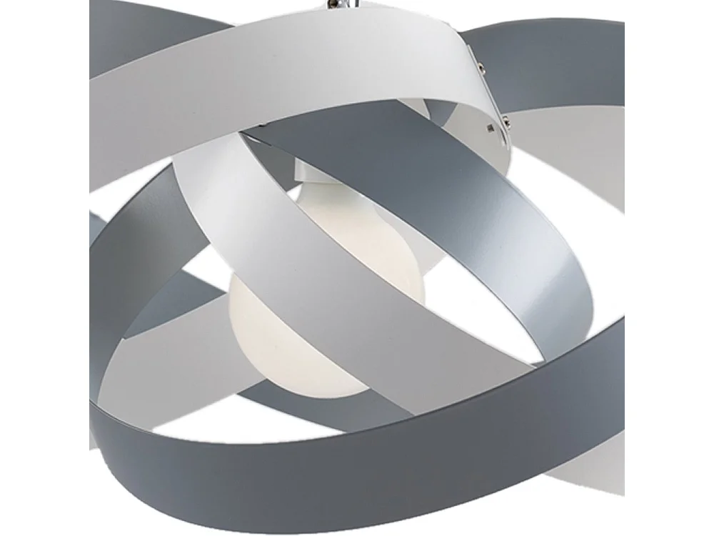 Vertigo - Suspensão em ferro lacado branco e cinza com cabo de aço regulável 1 luz 125 - Ø54 - BL156-1-BG