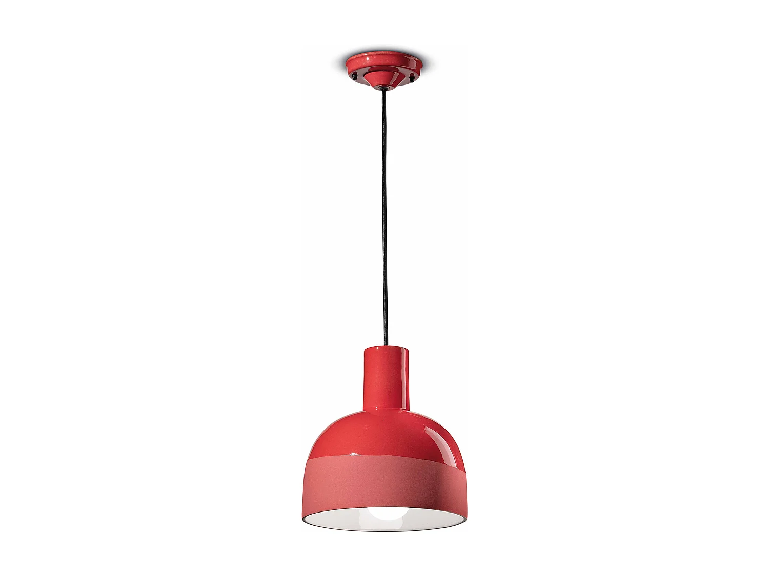 Lampadario Vintage Decò Caxixi Ceramica Rosso Corallo 1 Luce E27