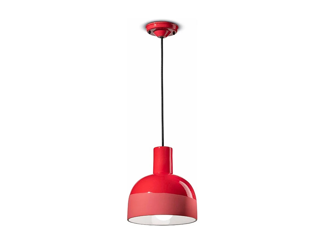 Lampadario Vintage Decò Caxixi Ceramica Rosso Corallo 1 Luce E27