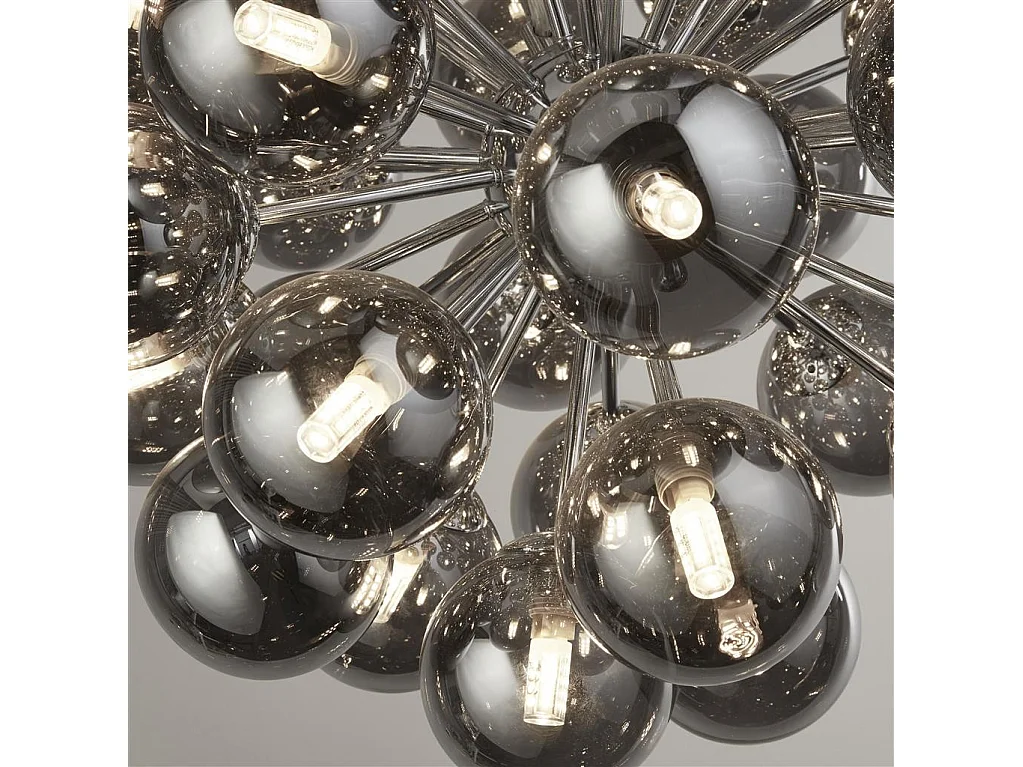 Zeitgenössischer Kronleuchter Berry Steel Chrome Rauchglas 27 Lichter G9